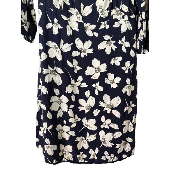 J. Jill Women's Rayon Light Weight Navy 3/4 Sleeve Pocket Floral Dress Size XS - Picture 3 of 12